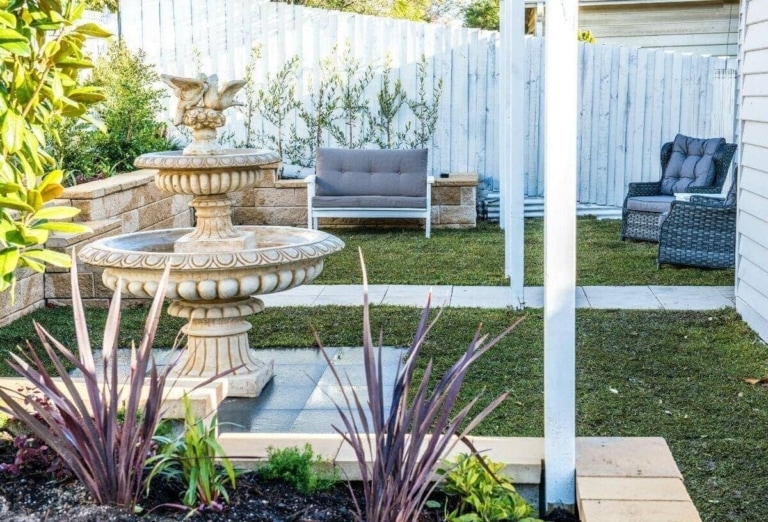 House Rules 2016 Fil and Joe's front garden water feature