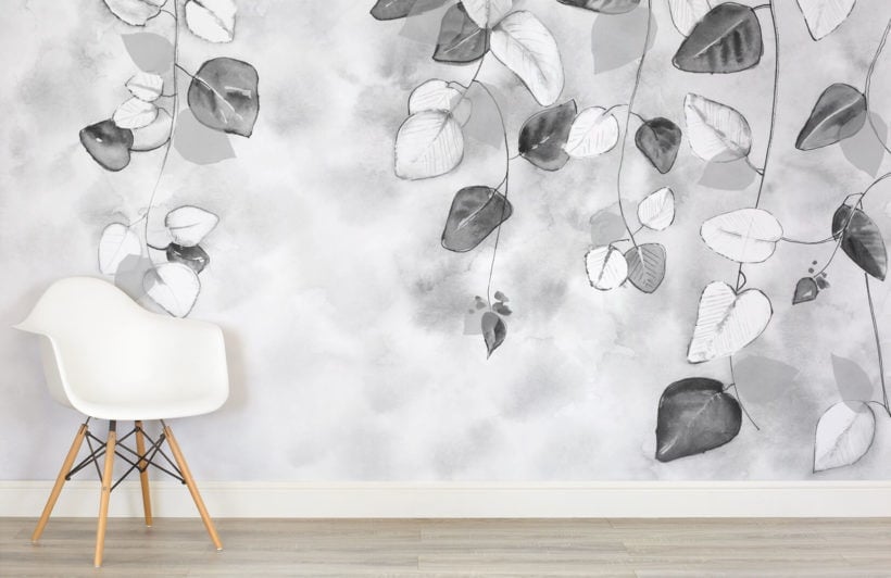 black and white leaf wallpaper design ideas from murals wallpaper