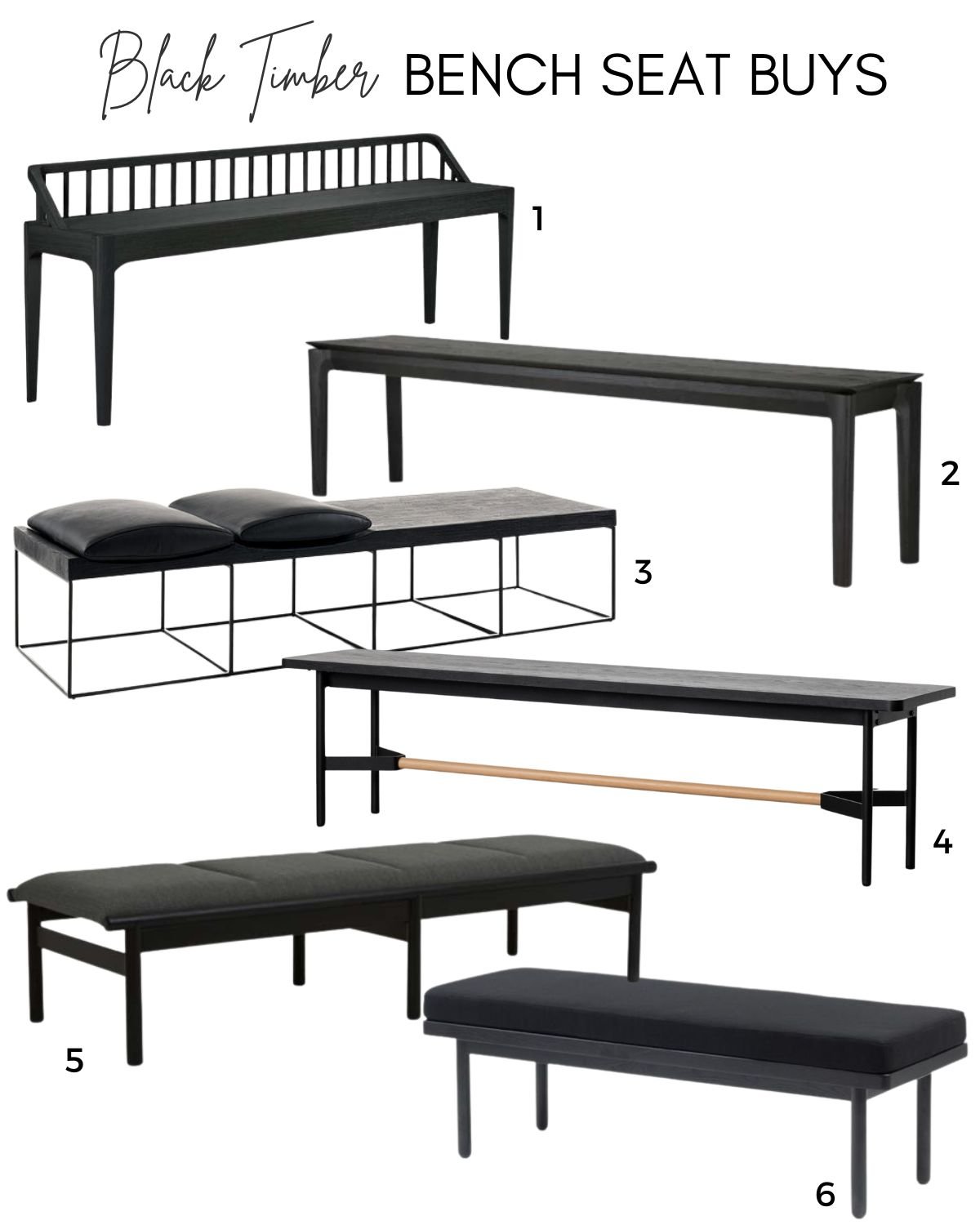 black timber bench seats australia