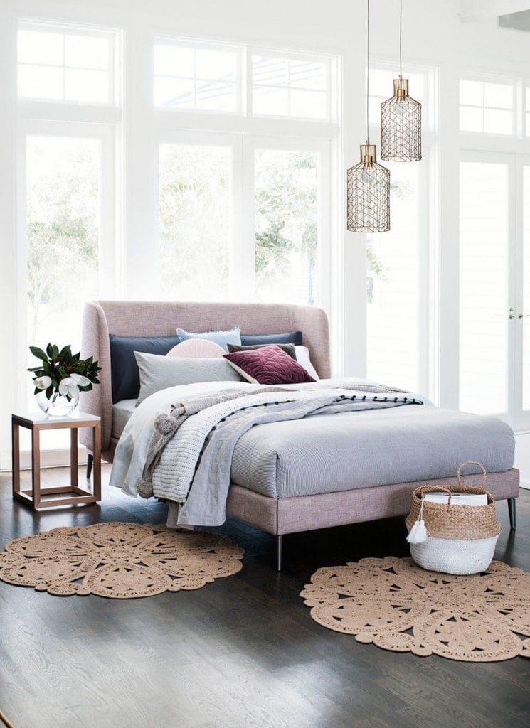 peony pink upholstered headboard from domayne