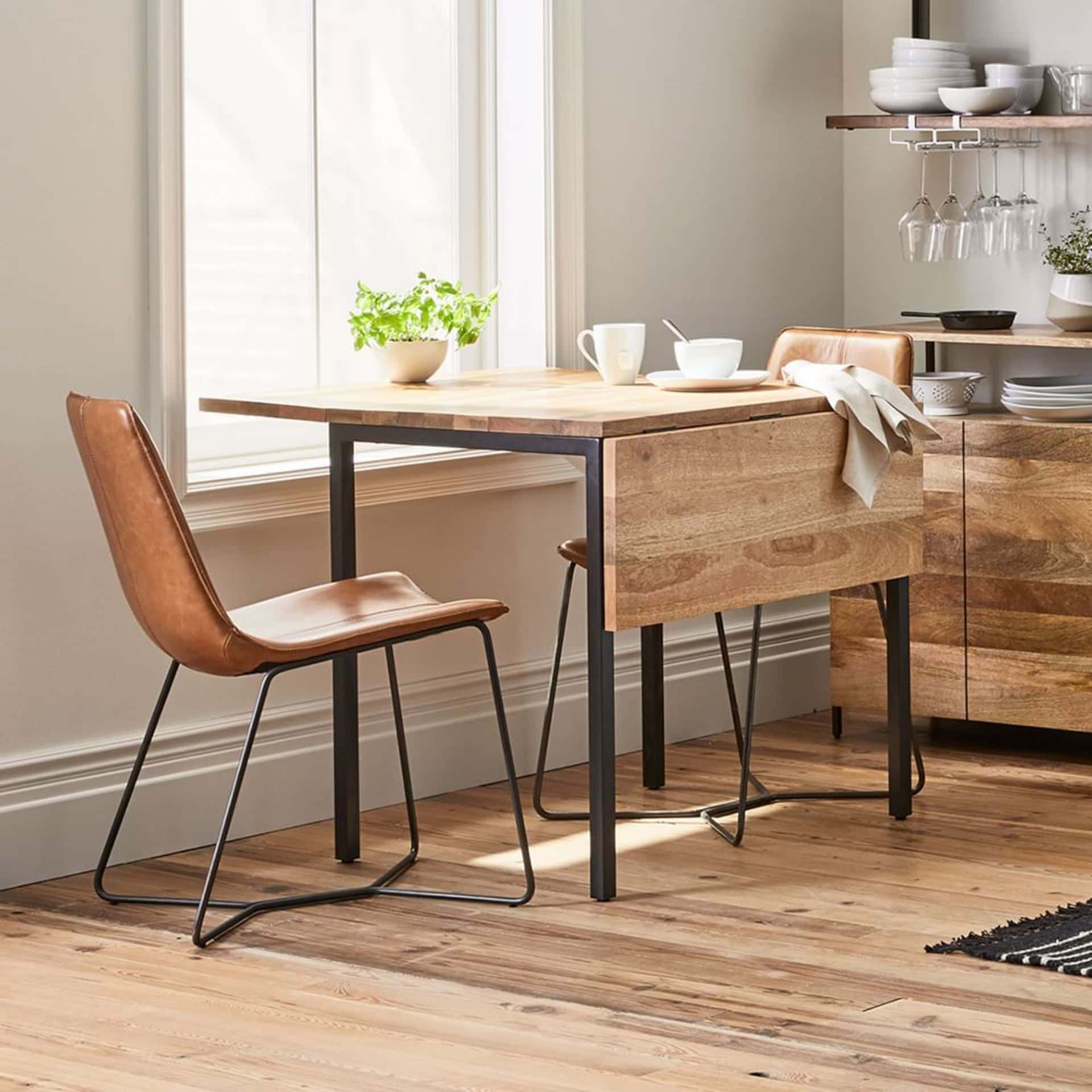 west elm box frame drop leaf expandable dining table industrial style