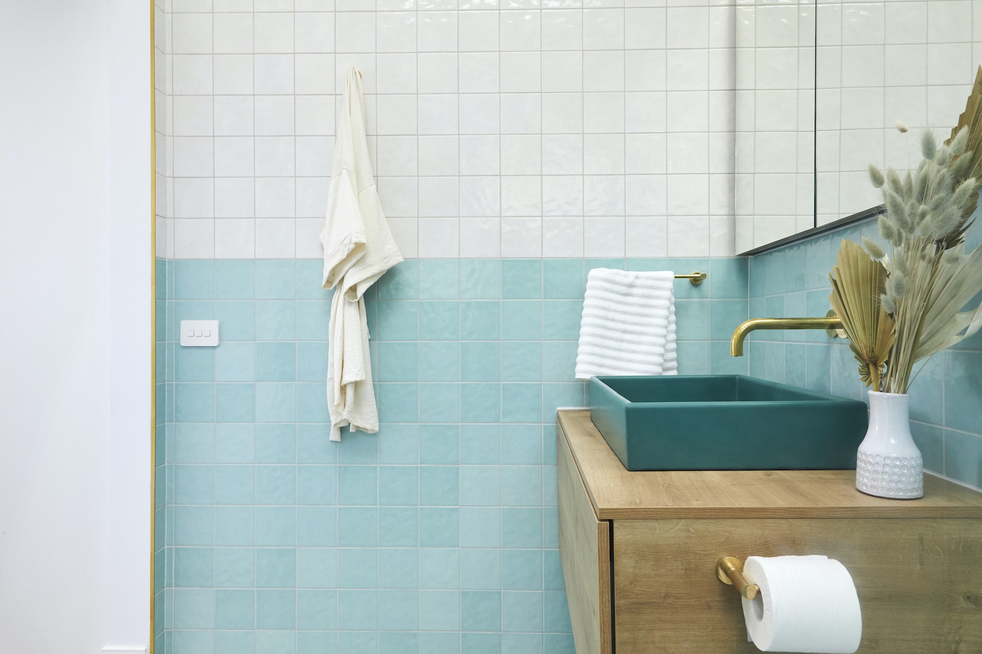 The Block 2020 Guest Ensuites: Style Wins and Major Sins 3 the block 2020 guest ensuites jimmy and tam turquoise bathroom tiles