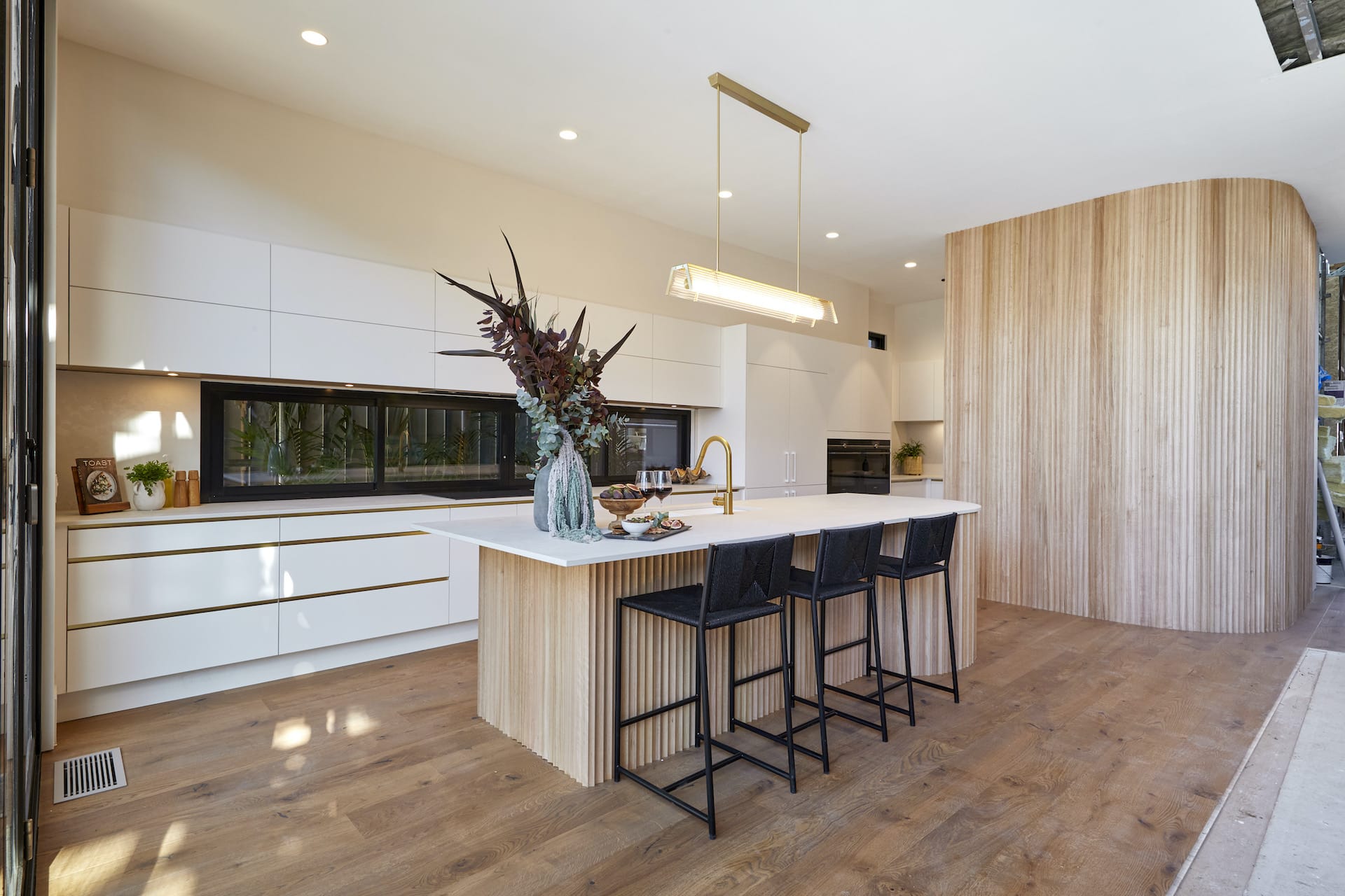 the block 2020 Luke and Jasmin Kitchen with corrugated kitchen cupboards
