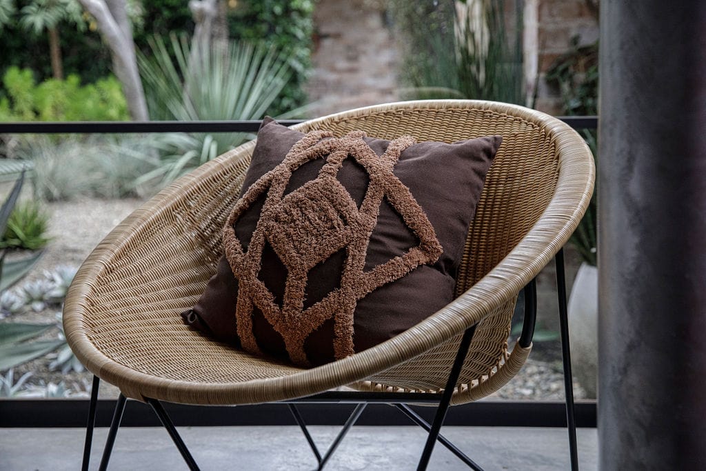 neale whitaker homewares range brown and orange cross cushion my house australia