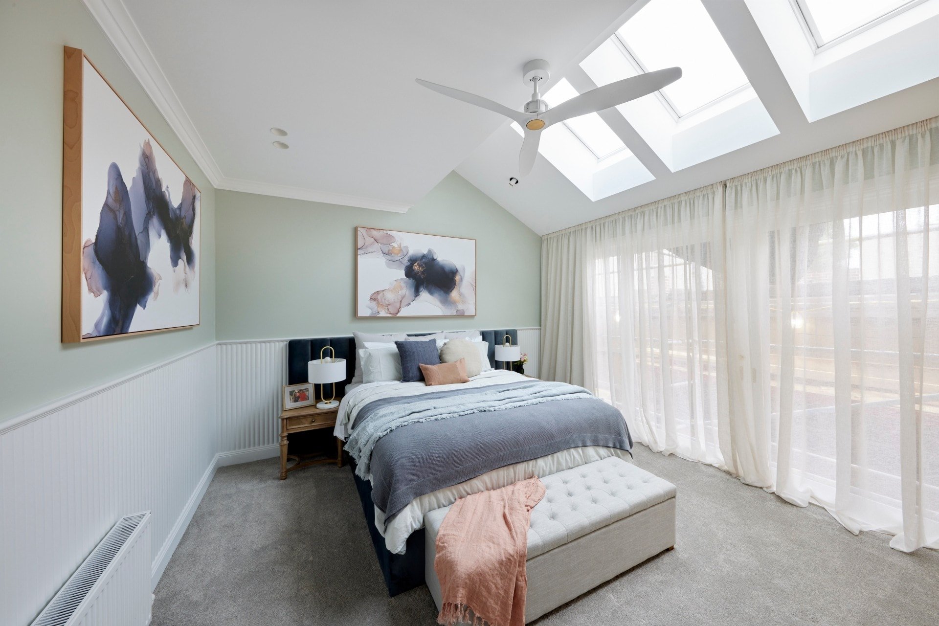 the block 2021 kirsty and jesse master bedroom green paint