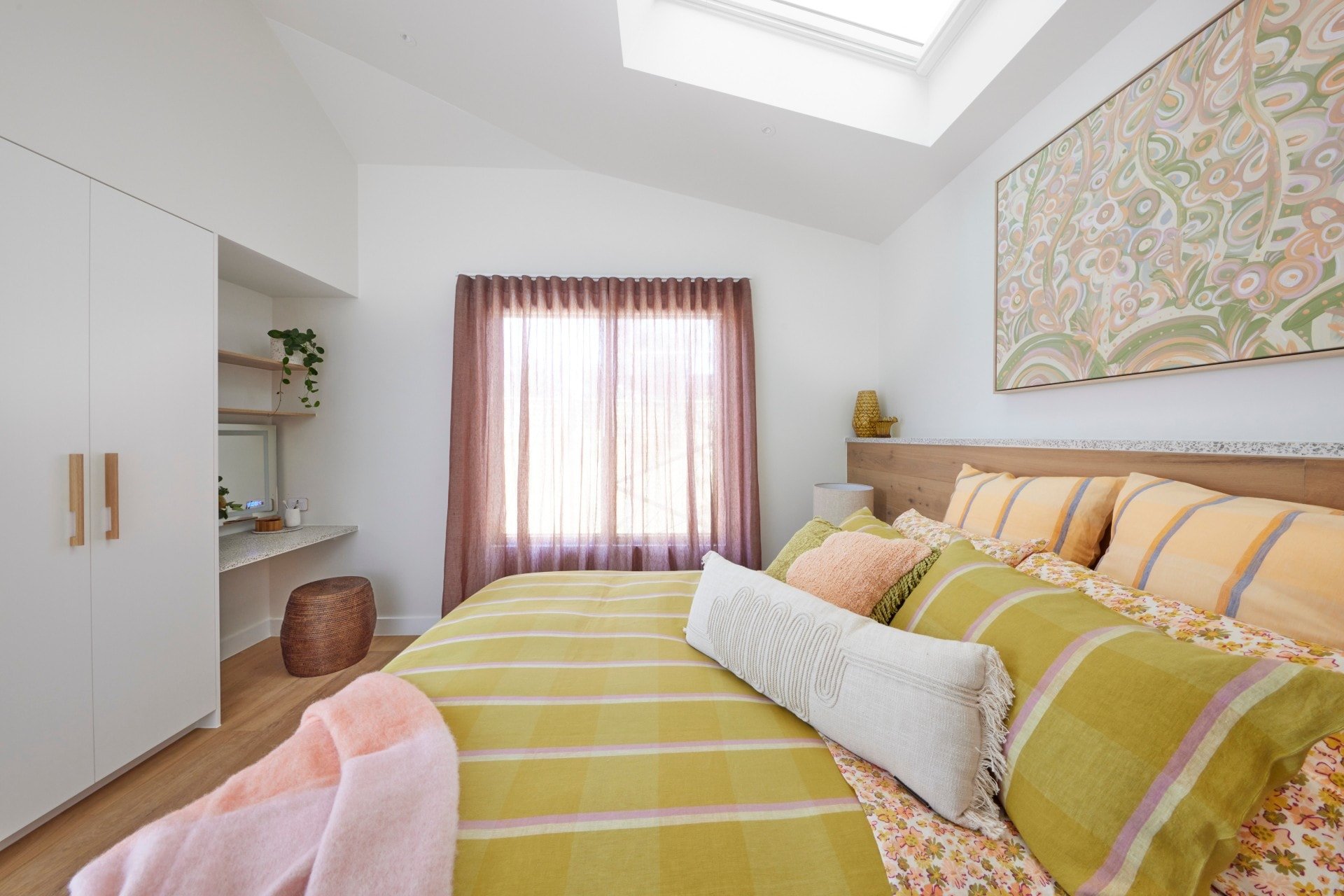 the block 2021 tanya and vito guest bedroom bedding and artwork