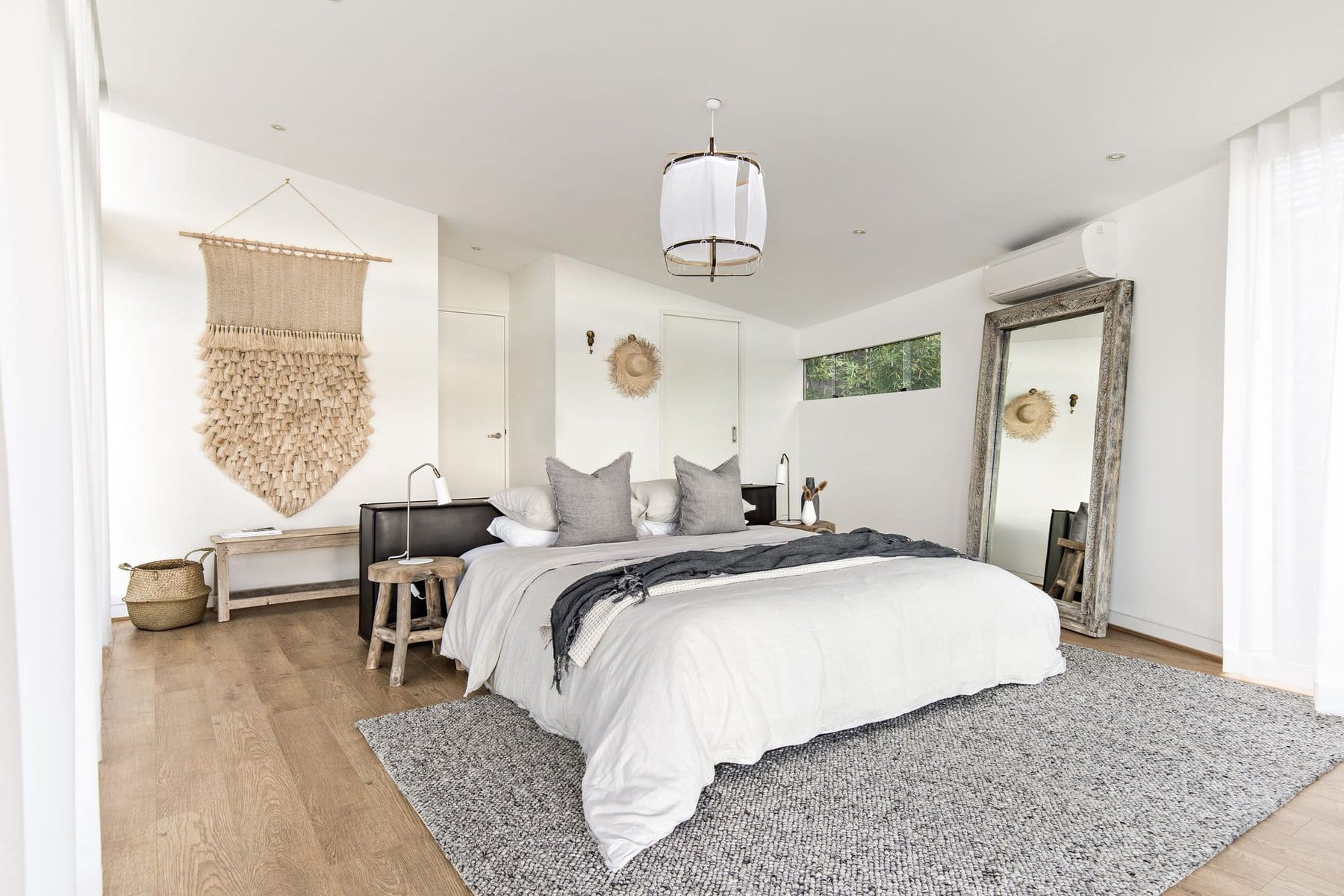 aero grey floor rug from tribe home in coastal bohemian white bedroom