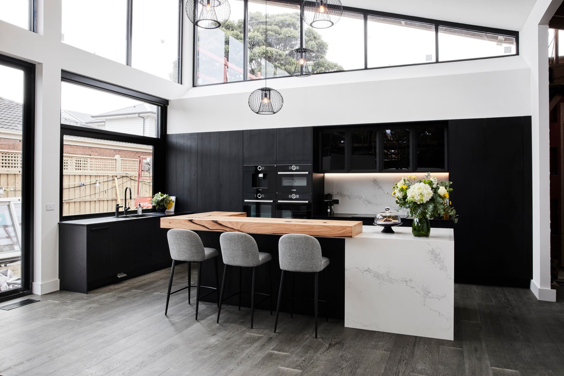 the block 2021 josh and luke black kitchen cabinets timber accent