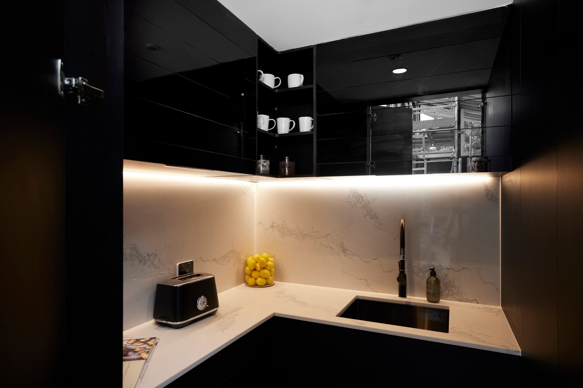the block 2021 josh and luke kitchen black butlers pantry stone countertop
