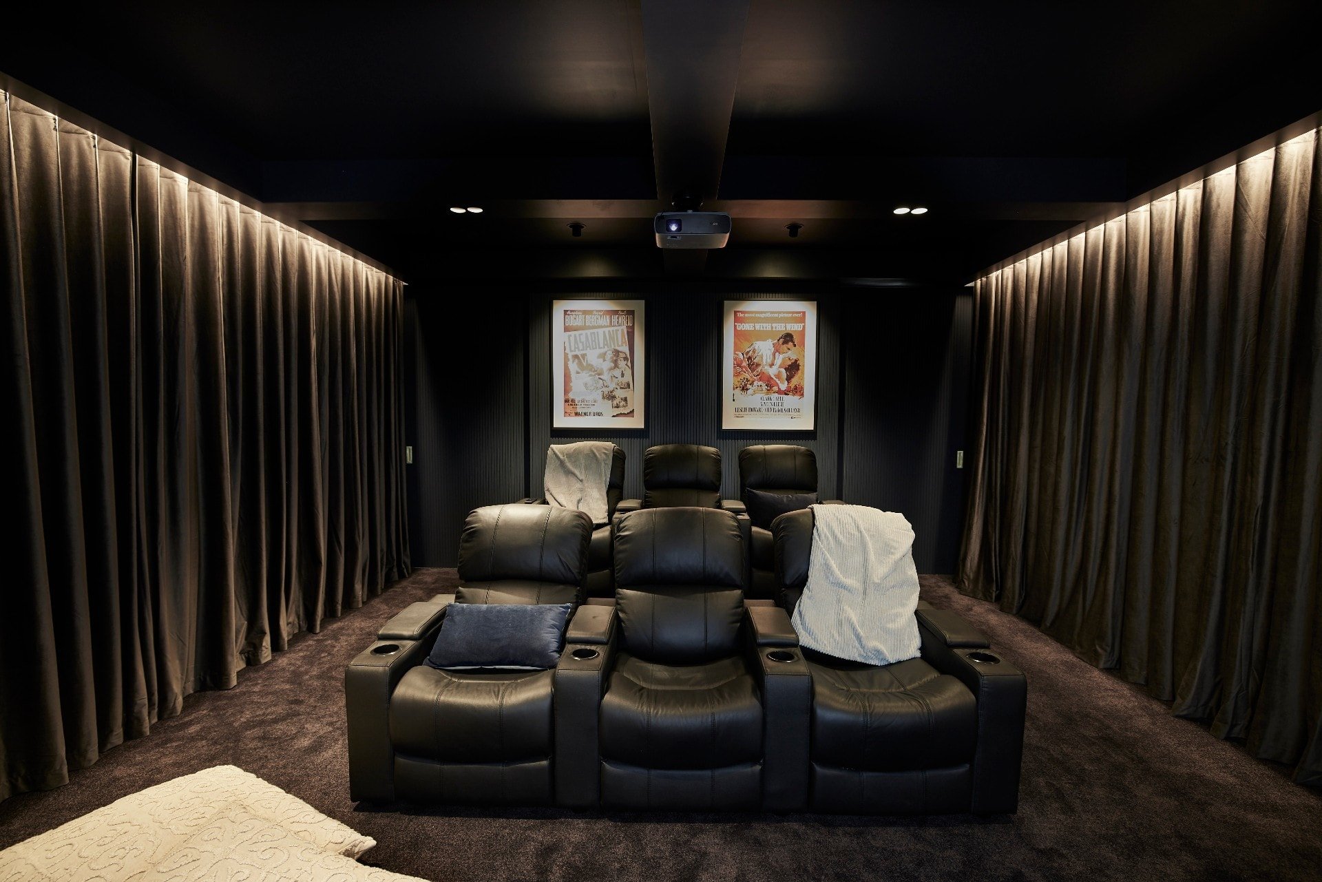 the block 2021 kirsty and jesse home cinema room black leather recliner lounges