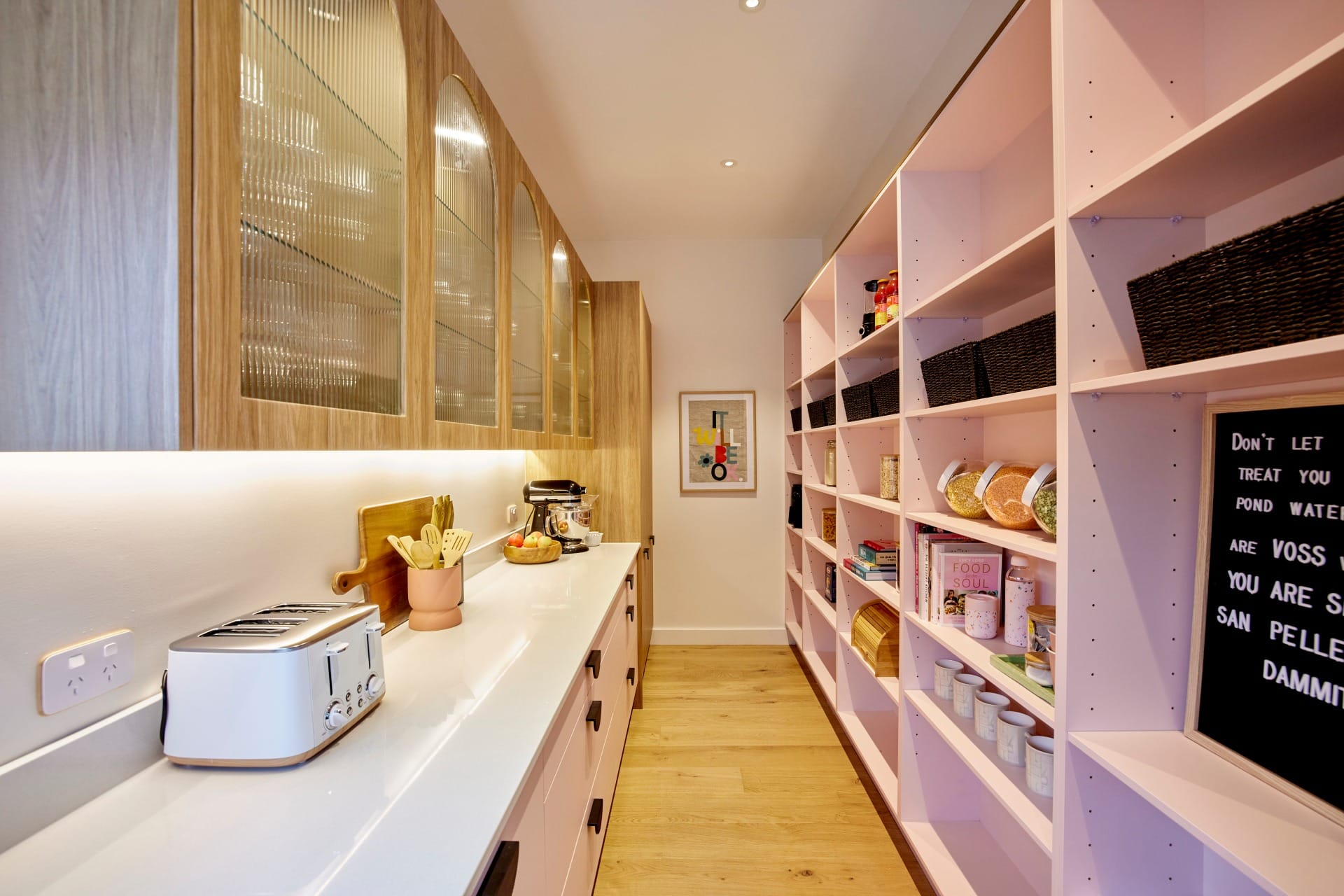 the block 2021 tanya and vito kitchen pink butlers pantry cabinetry