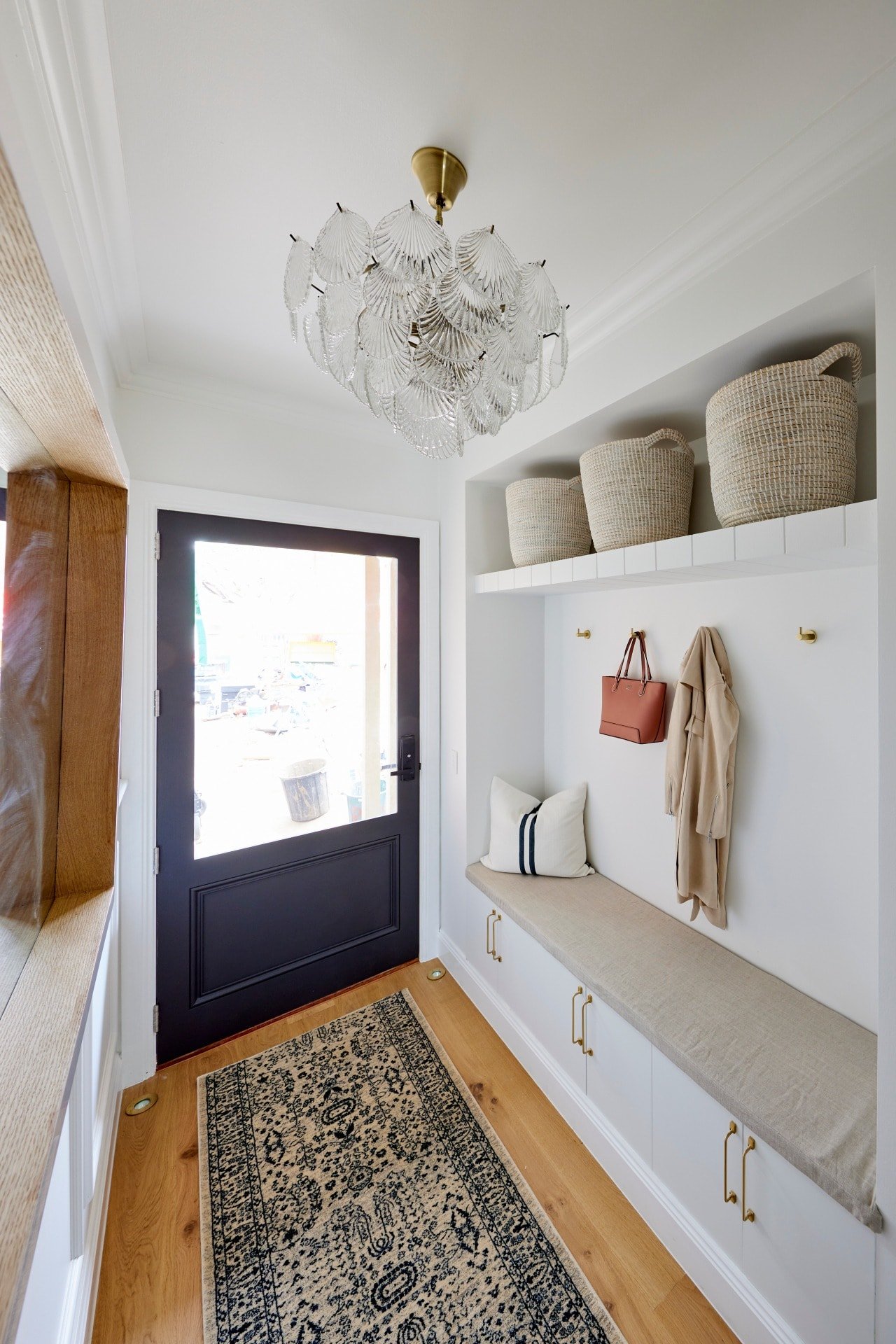 the block 2021 kirsty and jesse front door hall runner banquette seat