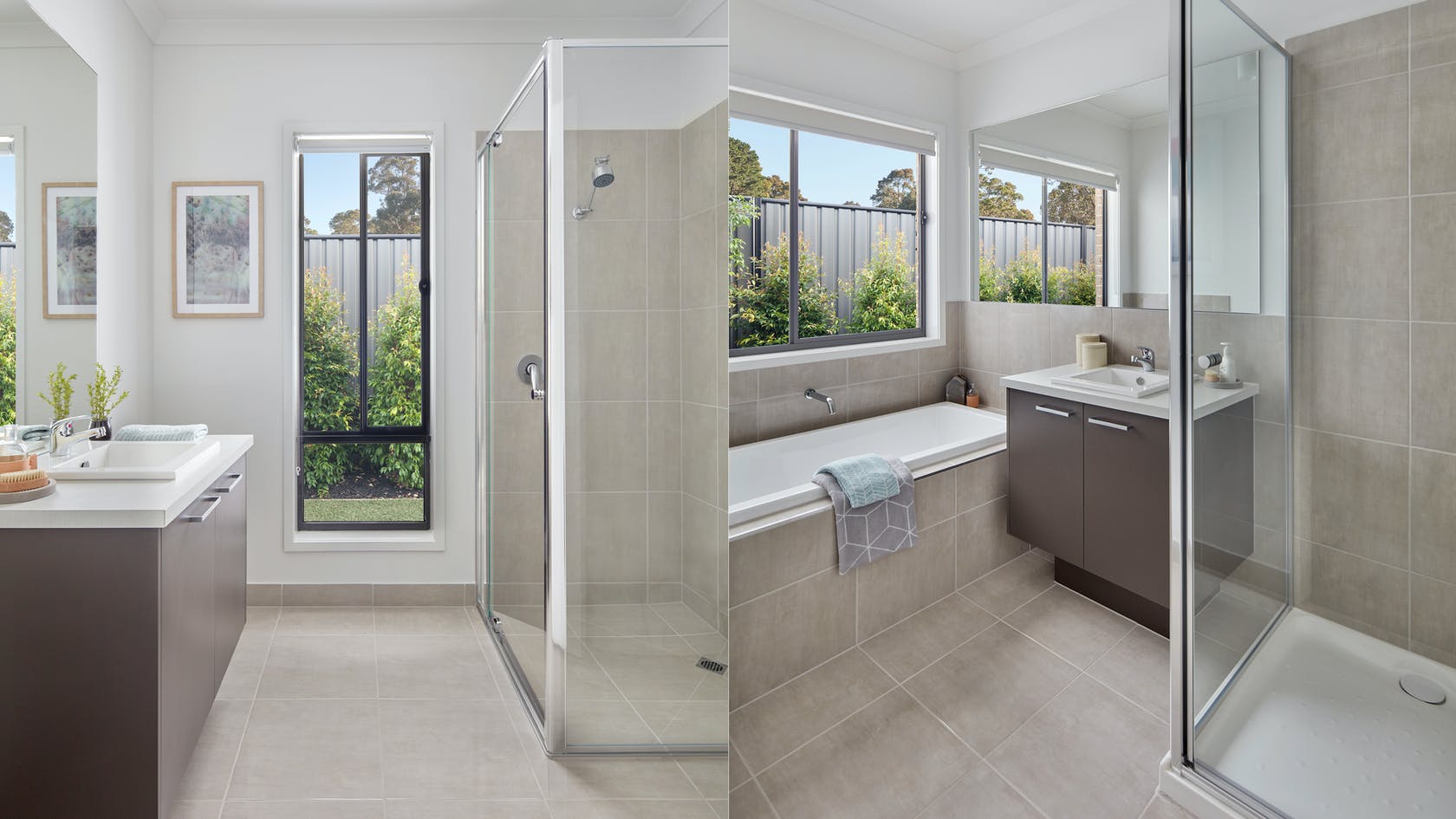 white roller blind for modern bathroom window