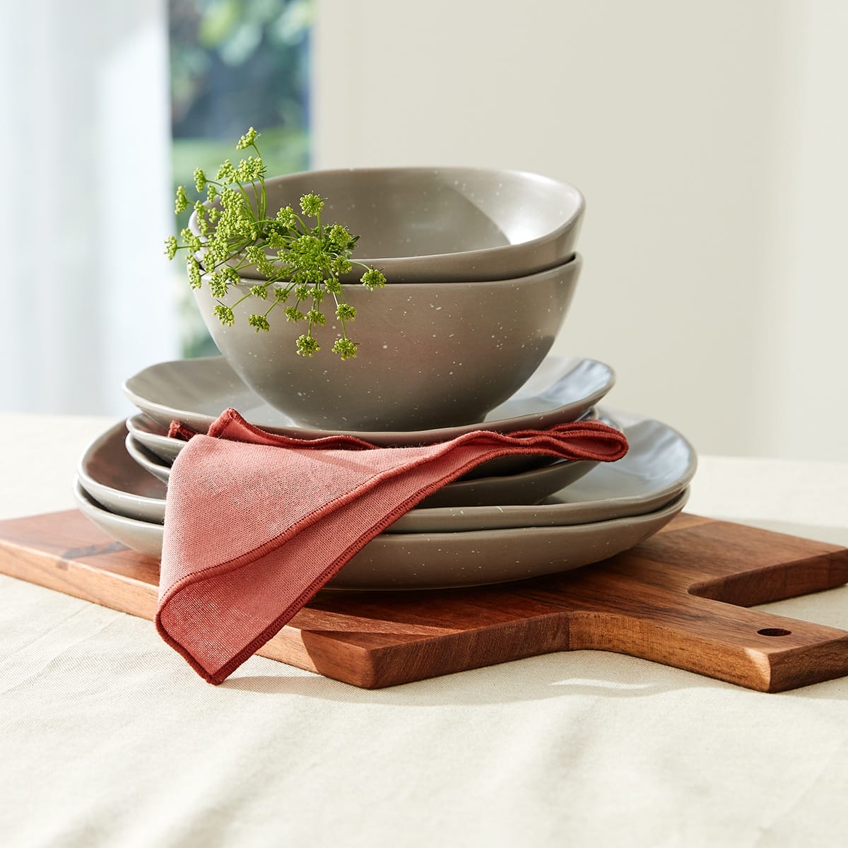 kmart dinner set grey with white speckles