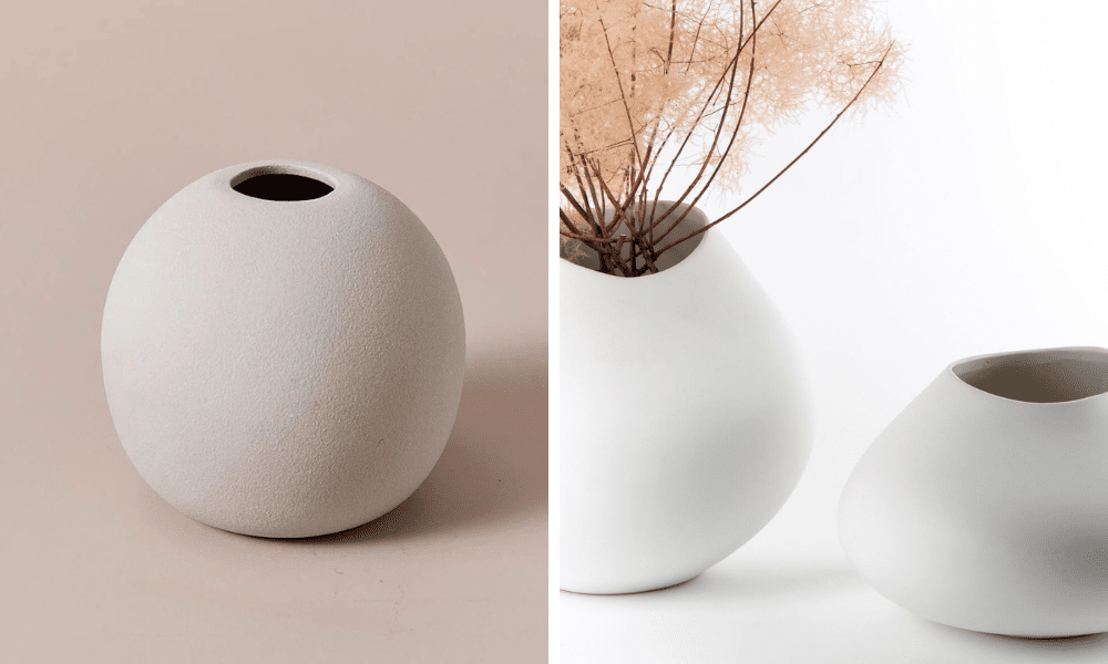 target matte white ceramic vase and papaya vase in white