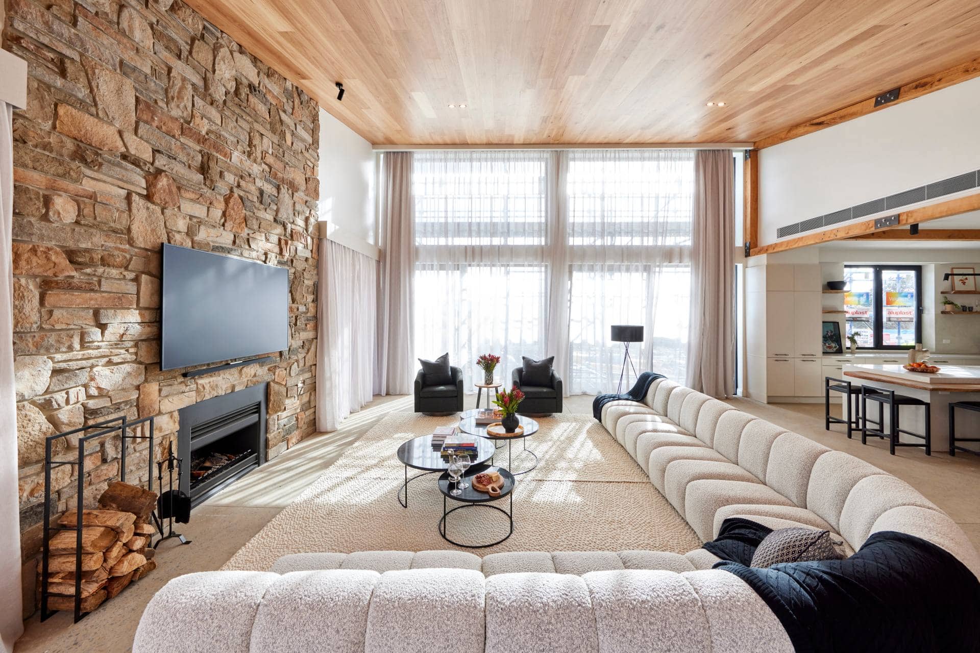 the block 2022 rachel and ryan living room with curved modular sofa