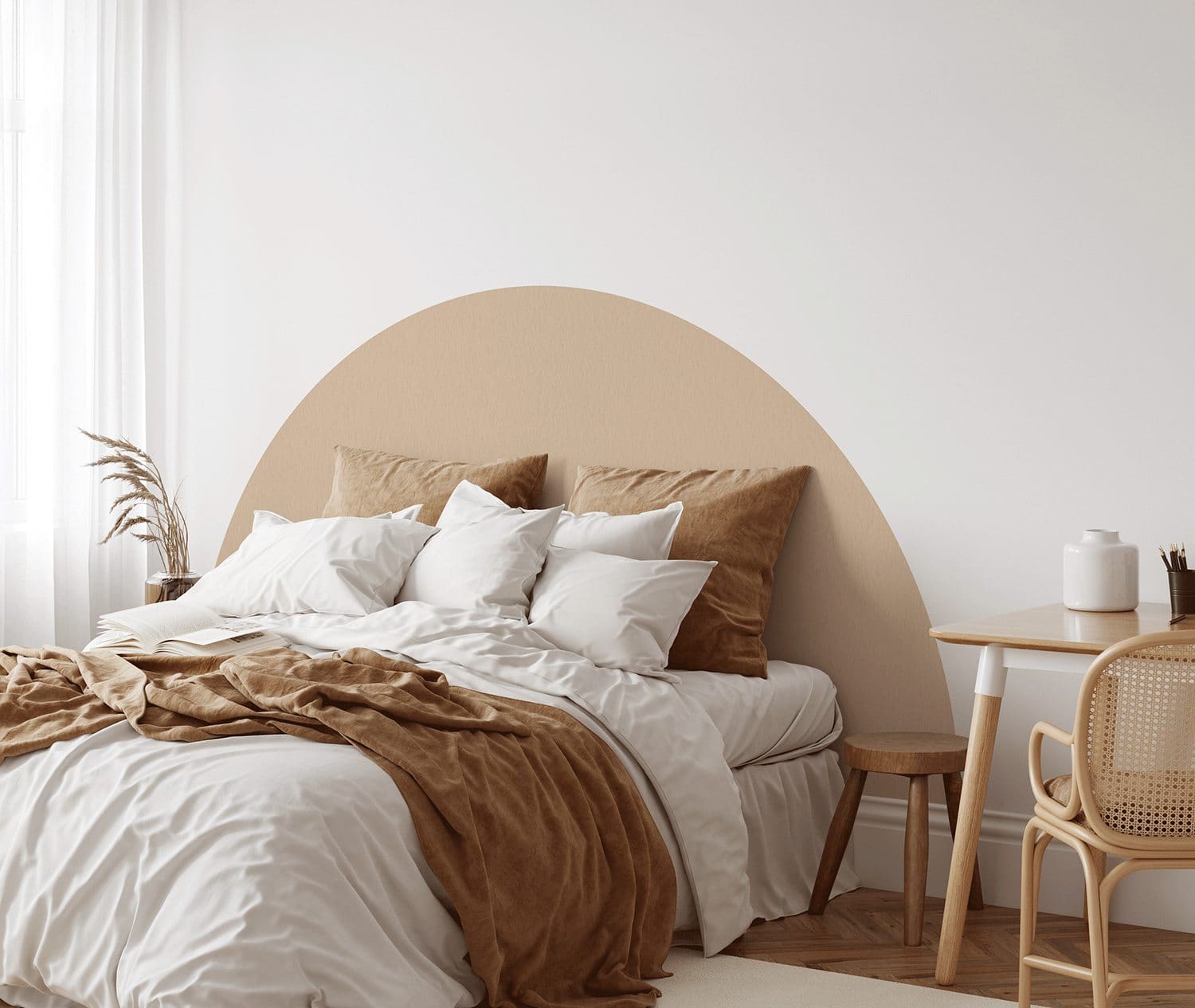 arched headboard wall decal peel on peel off sticker bedhead for renters