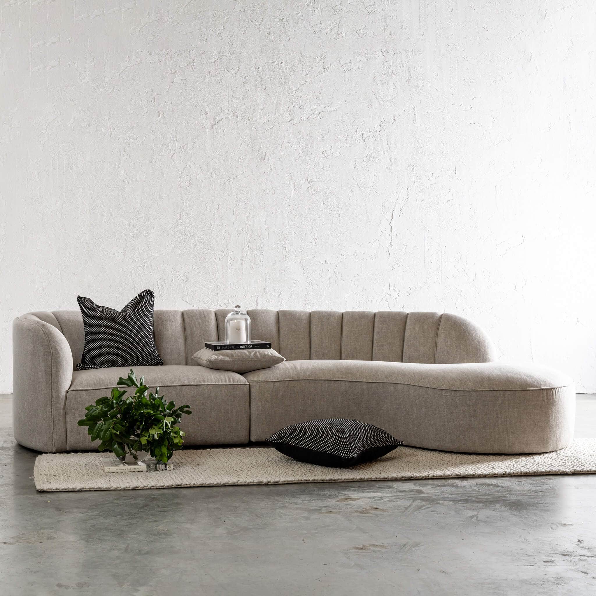 carson curved sofa in grey fabric living by design