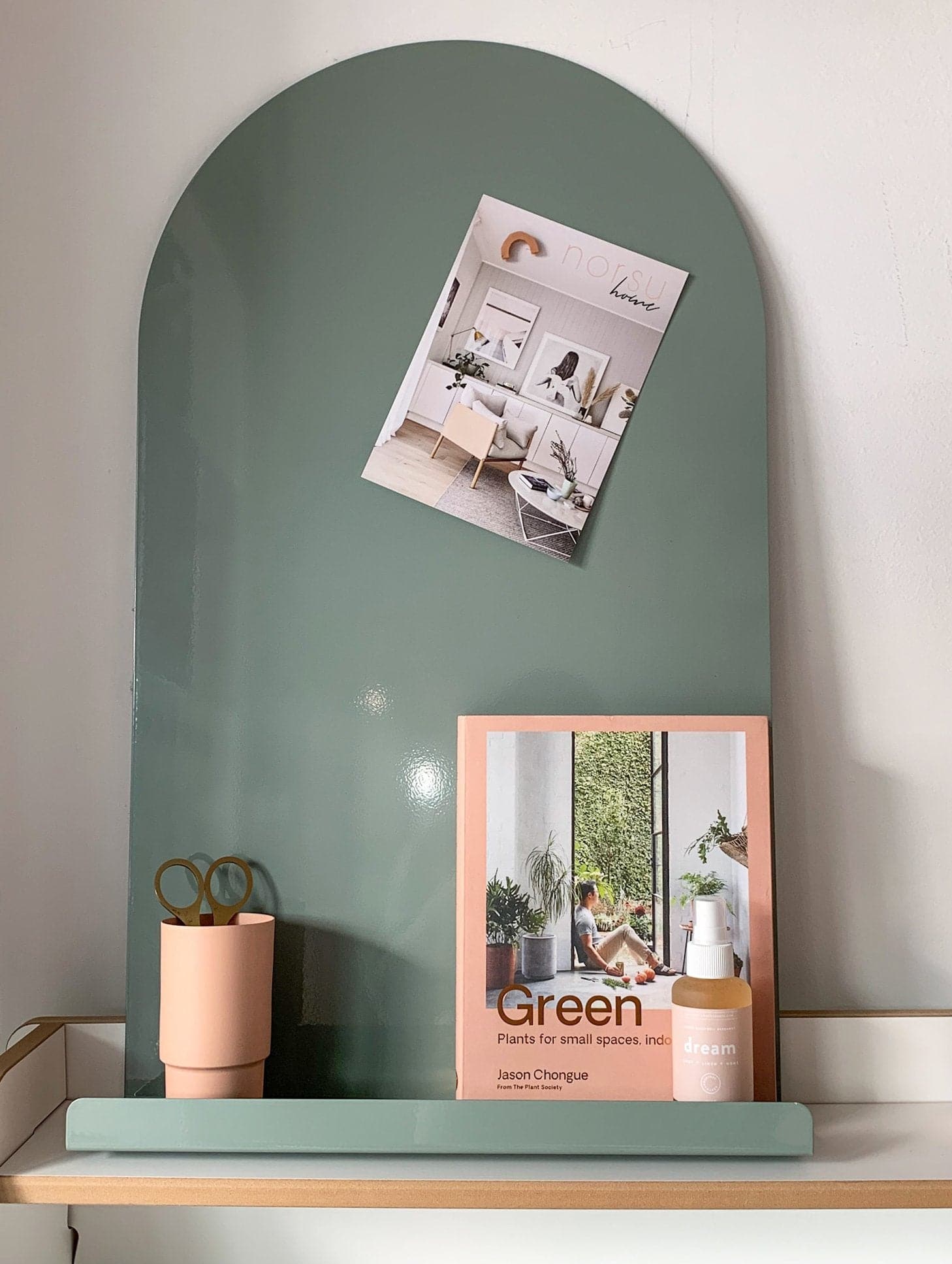 green metal arched mood board norsu interiors