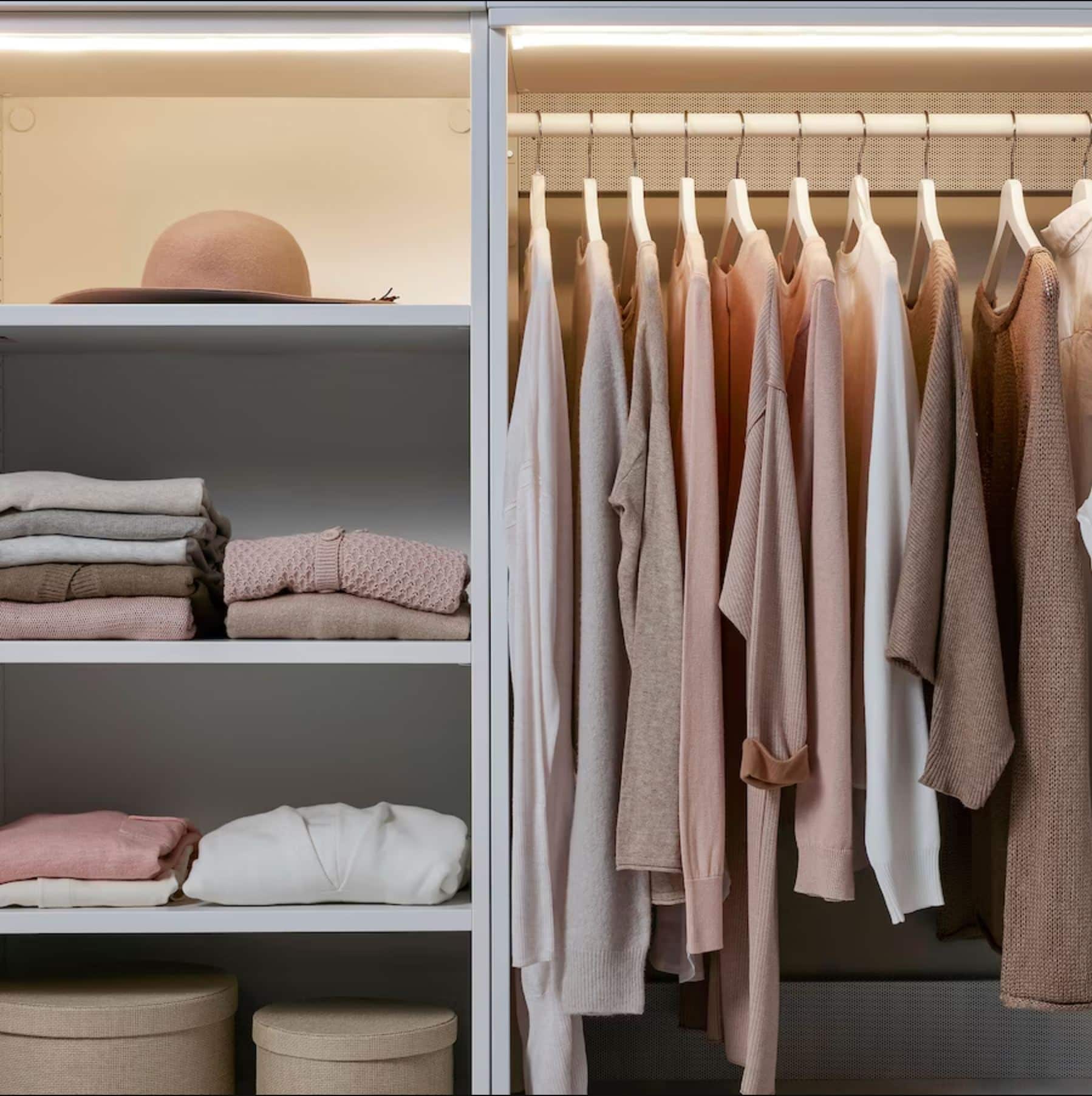 ikea led strip lighting in wardrobe