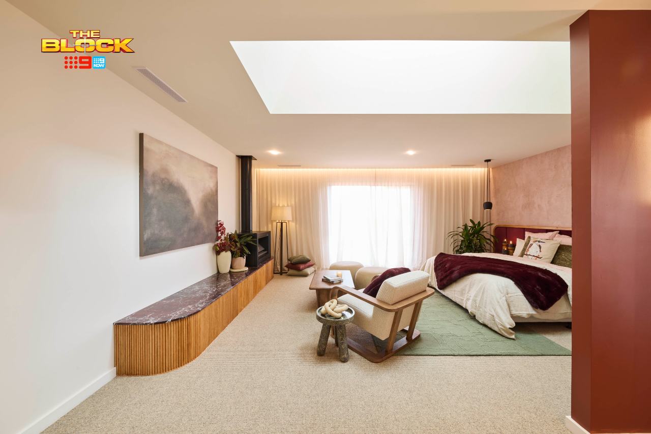 the block 2025 emma and ben main bedroom with velux skylight and walk in robe