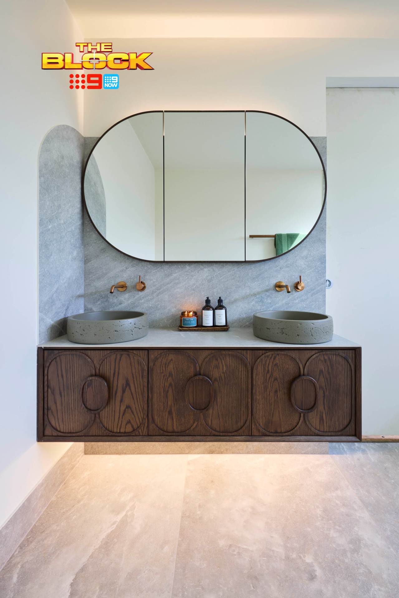 The Block 2025 Main Bathrooms Reveal: Design Sins, Wins, and That Red Bathtub 13 the block 2025 main bathroom sonny and alicia floating vanity
