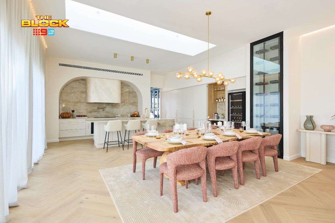 the block 2025 han and can kitchen dining room with brass hardware lighting