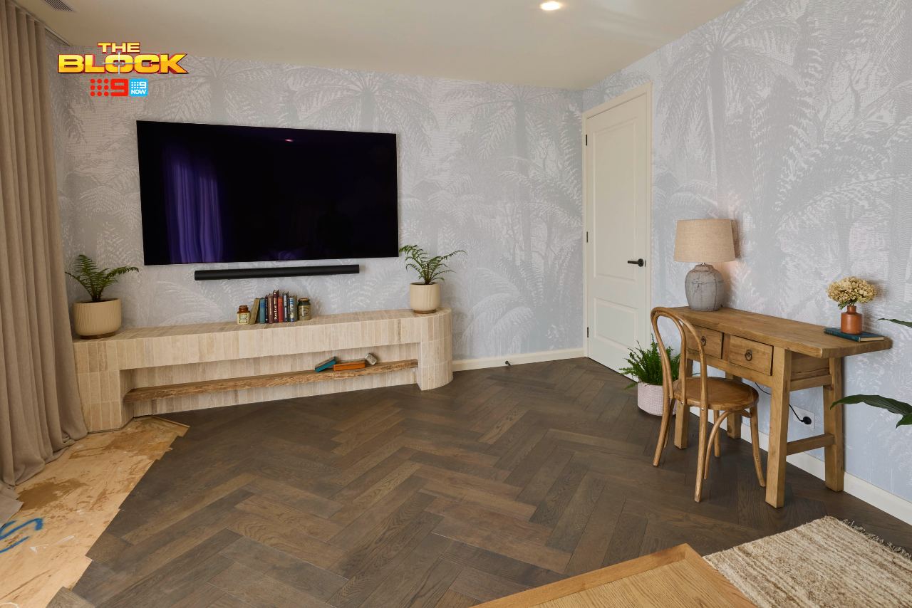the block 2025 robby and mat rumpus room TV wall