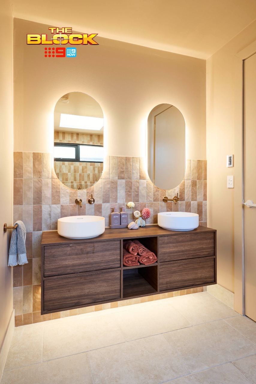 the block 2025 sonny and alicia guest bedroom bathroom vanity