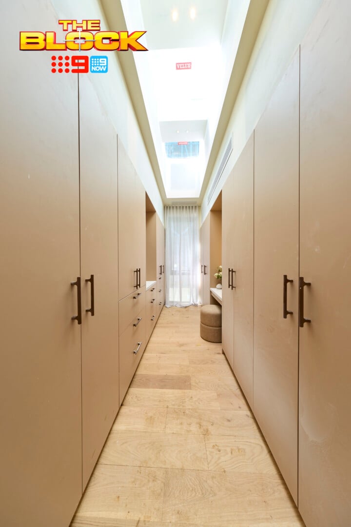 The Block 2026 Main Bedrooms Reveal: Quiet Luxury Continues, with Mixed Results 20 the block 2026 courtney and sev walk in robe