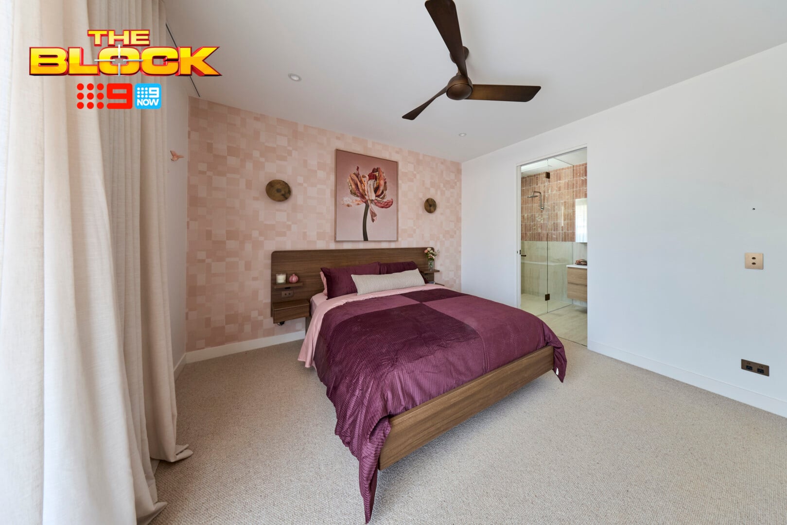 The Block 2026 Guest Suites Reveal: Wall Light Woes, Bathroom Fails, and That Green Bedroom 7 the block 2026 adam and jolene guest suite pink wallpaper