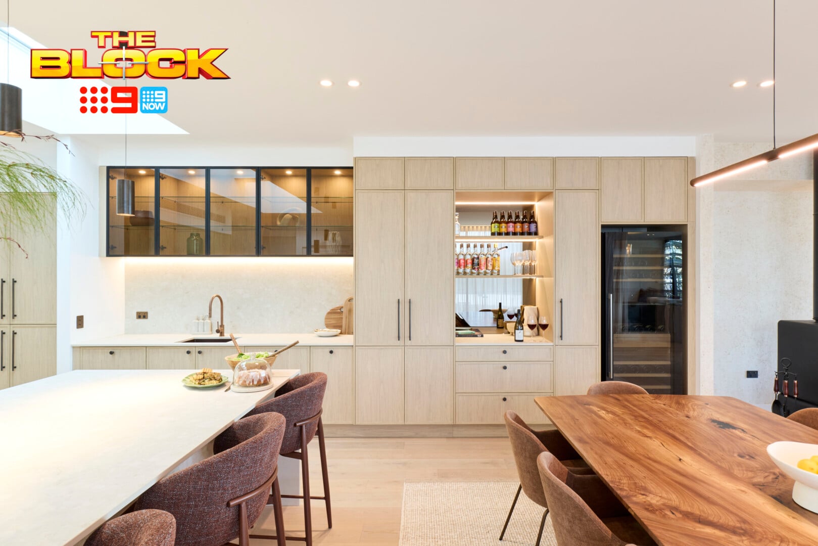 The Block 2026 Kitchens Reveal: Design Wins, Sins and All Those Wine Fridges 3 the block 2026 adam and jolene kitchen bar zone