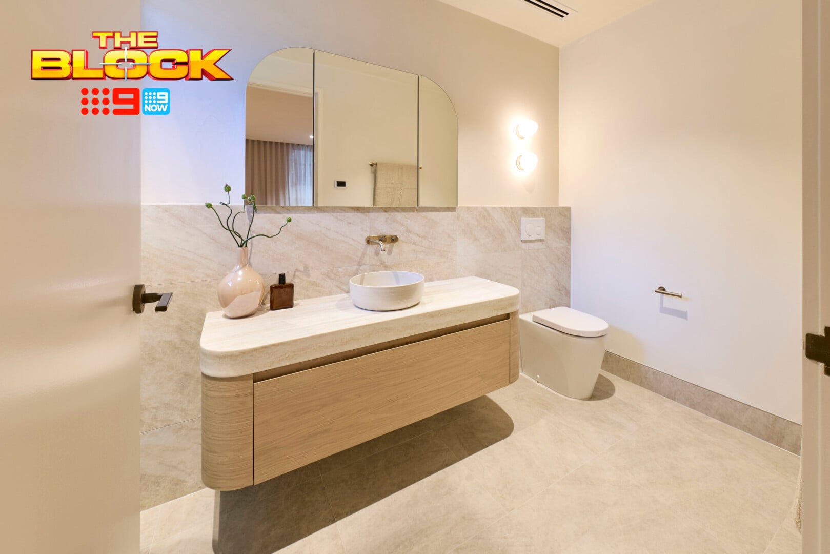 The Block 2026 Guest Suites Reveal: Wall Light Woes, Bathroom Fails, and That Green Bedroom 4 the block 2026 guest suite ensuite curved vanity top courtney and sev
