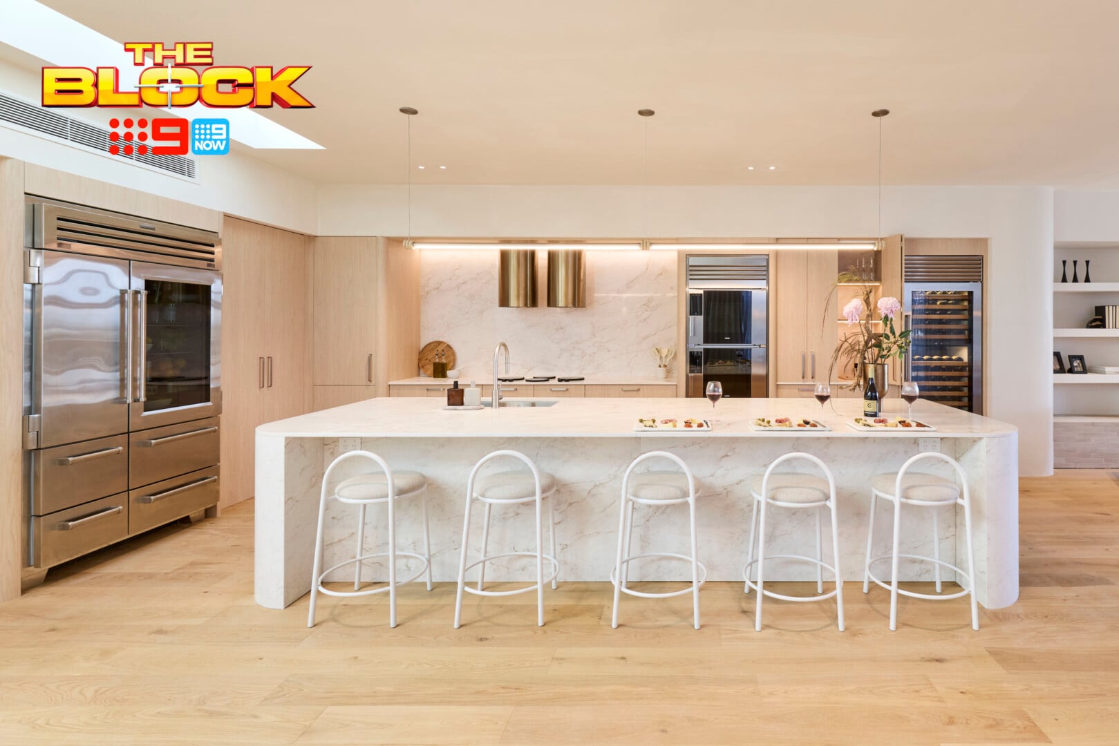 The Block 2026 Kitchens Reveal: Design Wins, Sins and All Those Wine Fridges 10 the block 2026 kitchens reveal courtney and sev island bar stools