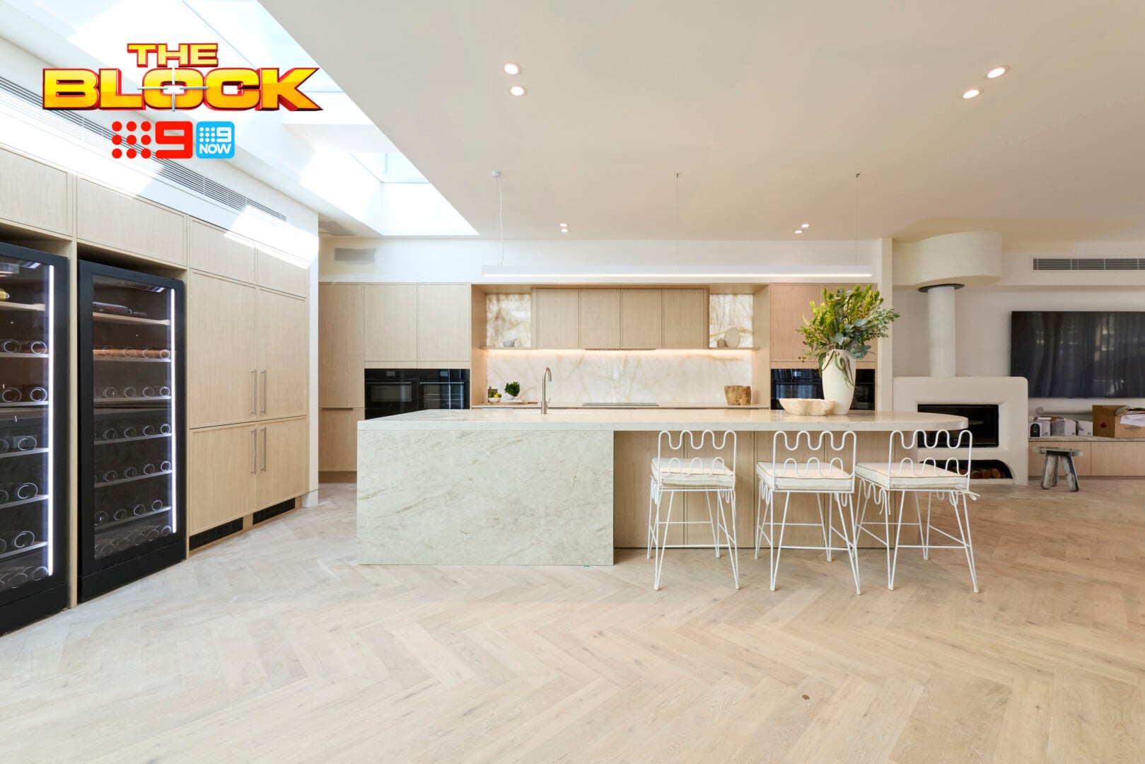 The Block 2026 Kitchens Reveal: Design Wins, Sins and All Those Wine Fridges 14 the block 2026 rick and tayla kitchen island