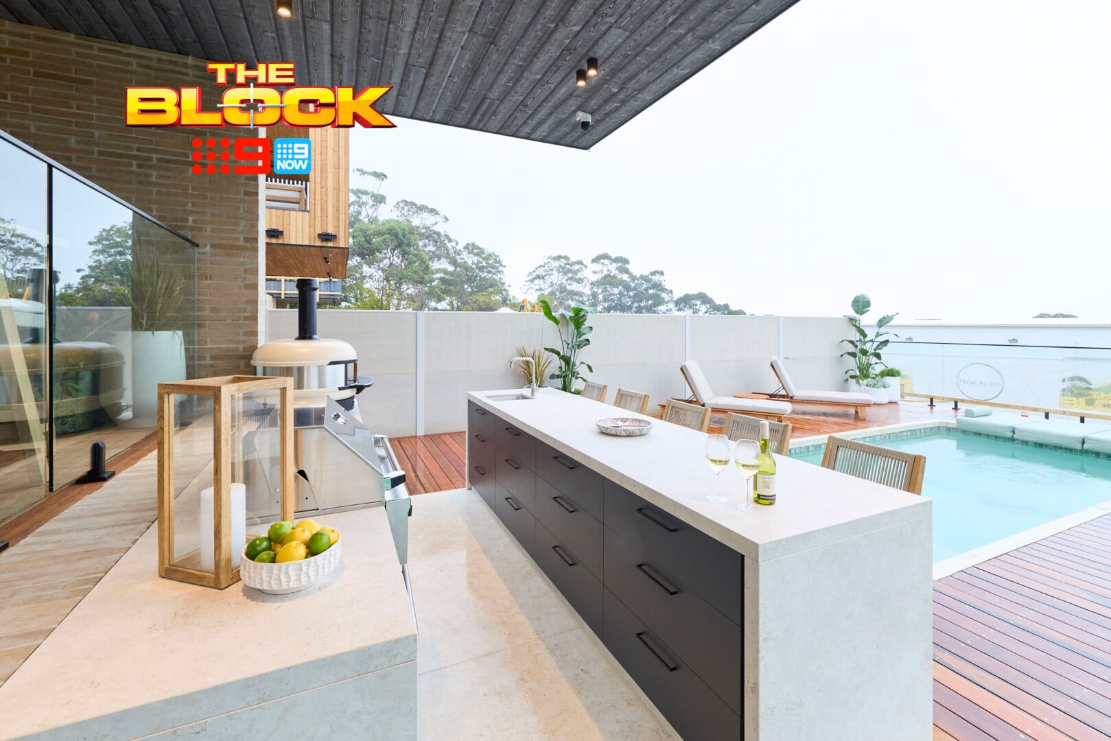 The Block 2026 Outdoor Terrace and Pool Reveals: Epic Meets Underwhelming 4 the block 2026 adam and jolene terrace barbecue area