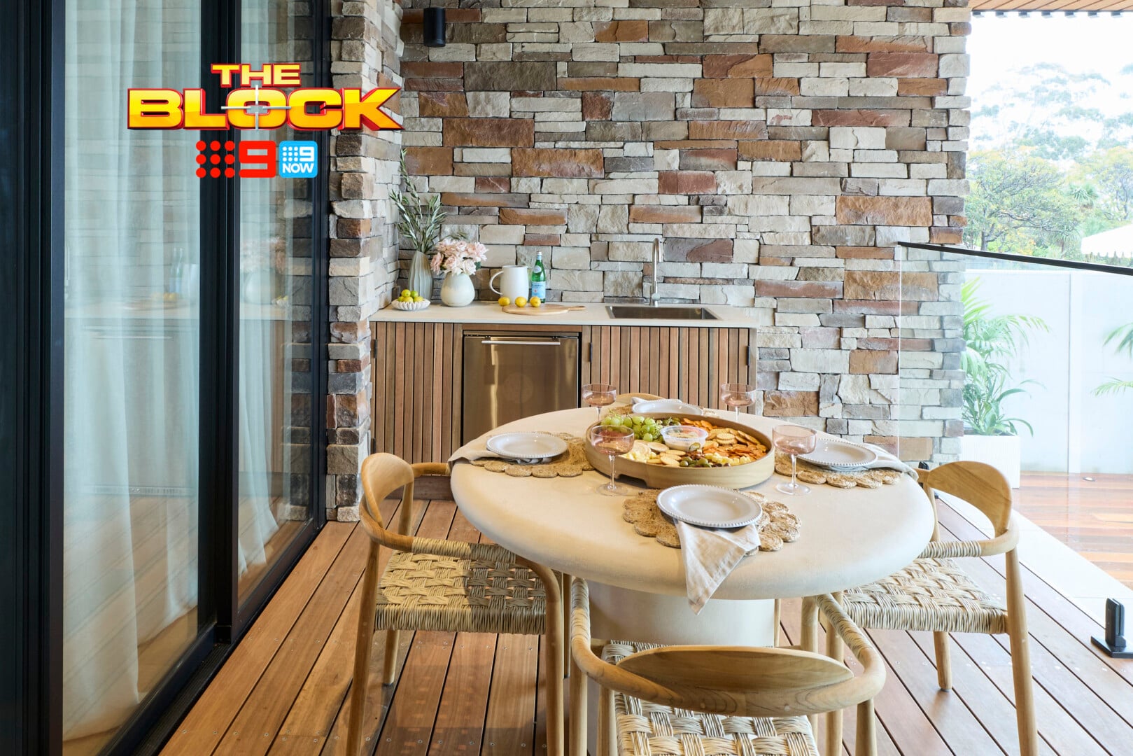 The Block 2026 Outdoor Terrace and Pool Reveals: Epic Meets Underwhelming 11 the block 2026 chantel and wyatt outdoor terrace table and chairs
