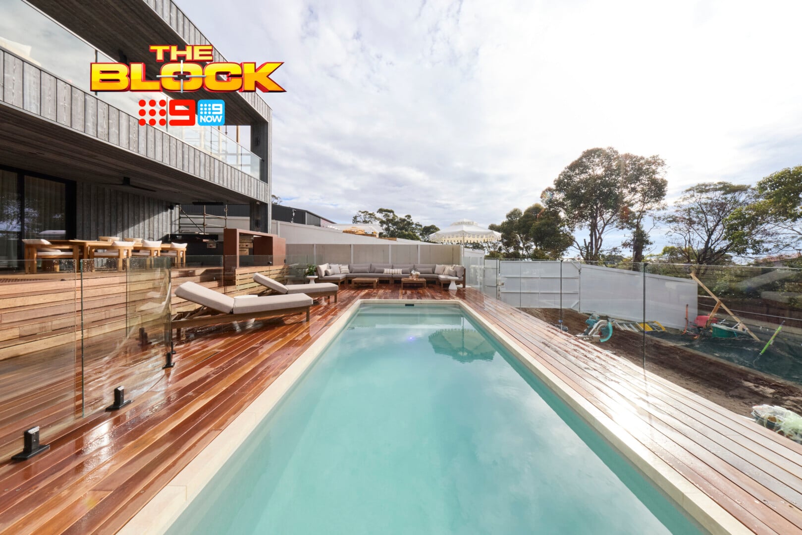 The Block 2026 Outdoor Terrace and Pool Reveals: Epic Meets Underwhelming 8 the block 2026 courtney and sev pool zone