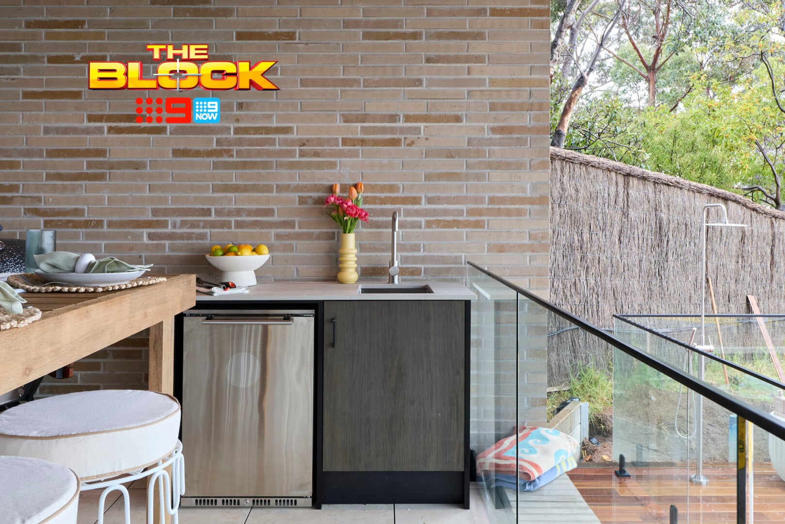 The Block 2026 Outdoor Terrace and Pool Reveals: Epic Meets Underwhelming 16 the block 2026 lisa and rosco terrace kitchenette