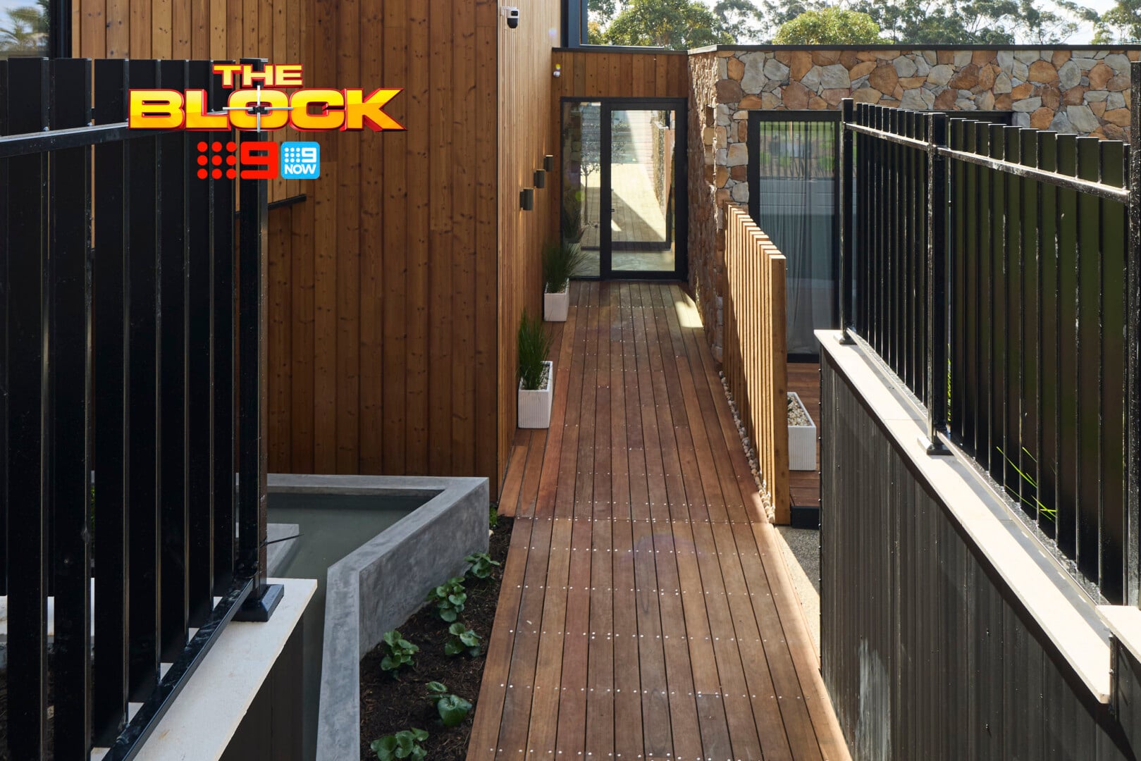 The Block 2026 Front Yard Reveals: The Last Recap of the Season! 4 the block 2026 rick and tayla fornt yard decking leading to front door